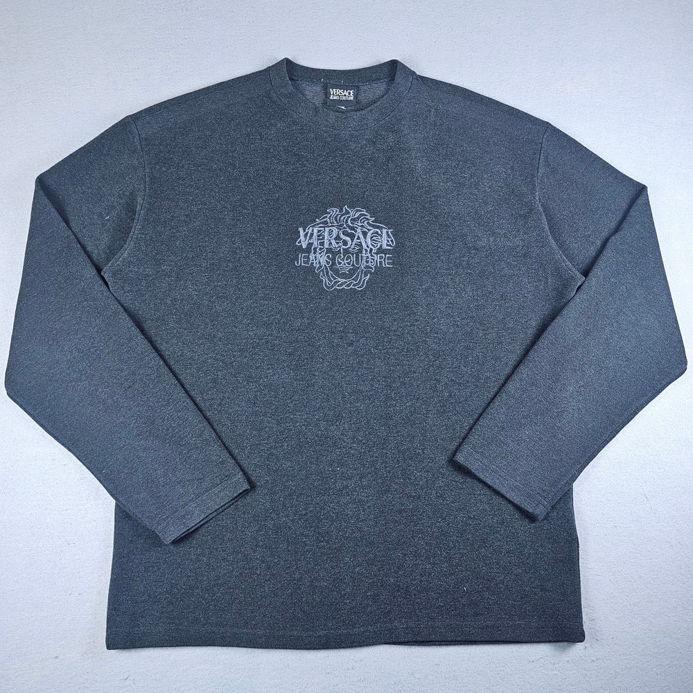Versace Jeans Couture Pullover Sweatshirt Mens Extra Large Gray Medusa Logo Crew